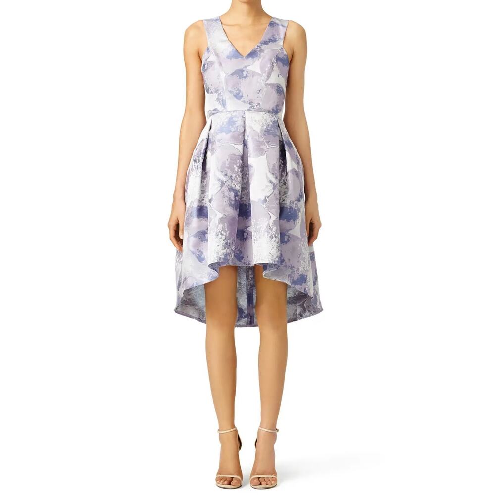 Slate & Willow Gabi Purple Floral Jacquard Print Sleeveless V-Neckβ Dress Size 6